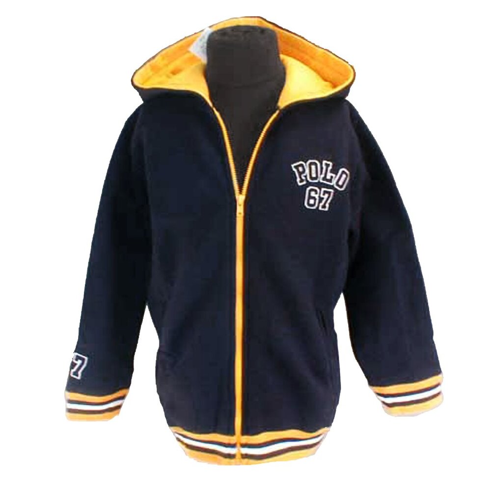NEW Polo Sport Ralph Lauren Boys Hoodie Sweatshirt! 5 or 7 Navy With Yellow Trim